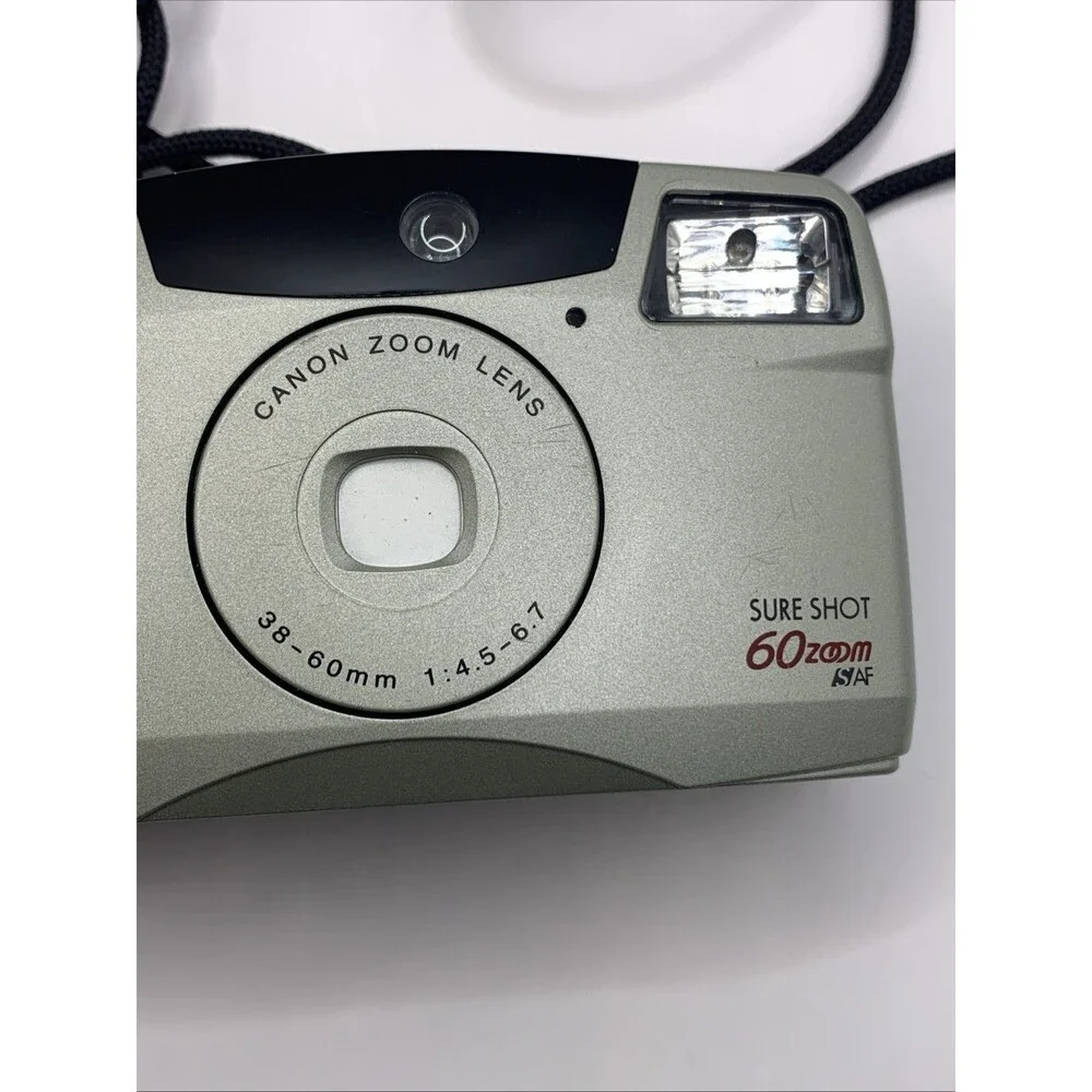 Canon Sure Shot 60 Zoom Date 35mm Film Camera 38-60mm 1995 Tamrac Strap Untested